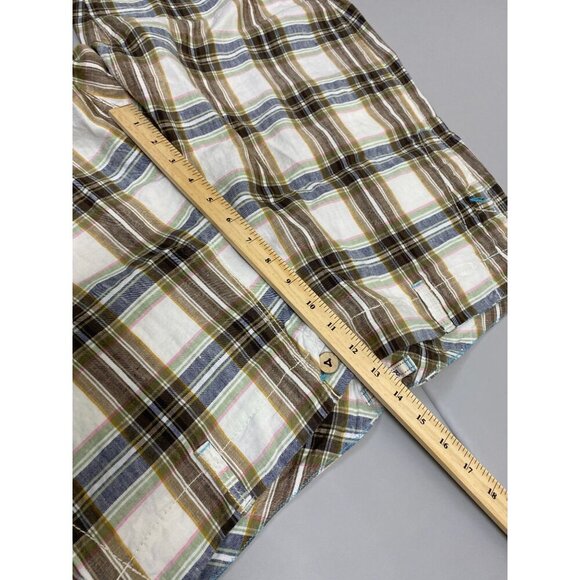 Tommy Bahama Linen Relax Mens Shorts Size 38 Plaid Chino Vacation Brown beach - Picture 9 of 14